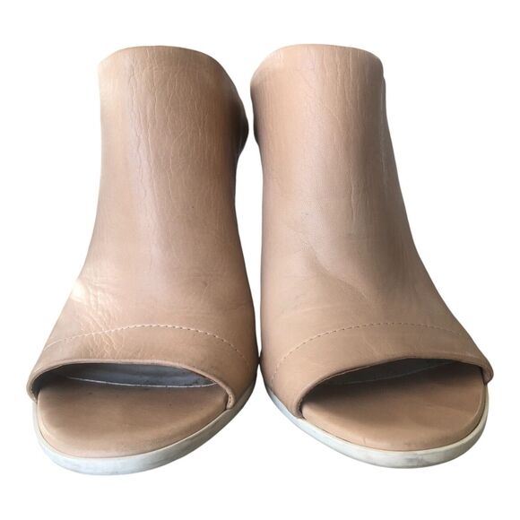 Vince Allison‎ Peep-Toe Italian Leather Mule Nude BeigeSandal Slides Size 9.5 - Picture 10 of 13